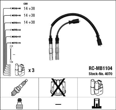 Augstsprieguma vadu komplekts NGK 4070 1