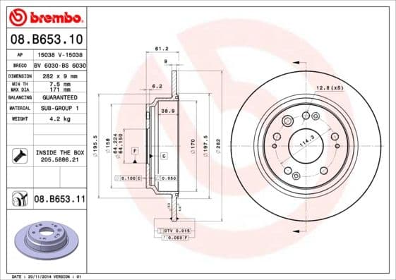 Bremžu diski BREMBO 08.B653.11 1