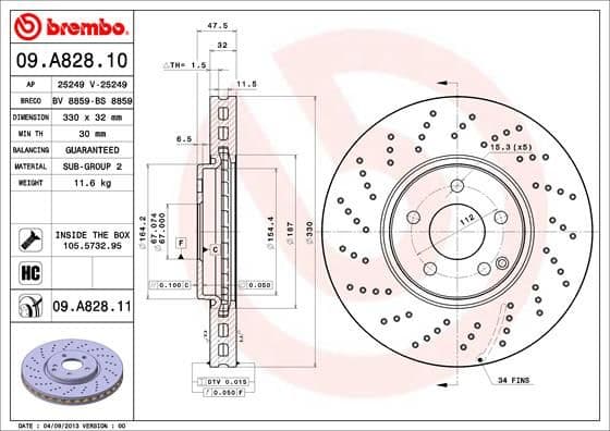 Bremžu diski BREMBO 09.A828.11 1