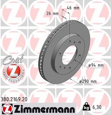 Bremžu diski ZIMMERMANN 380.2169.20 1