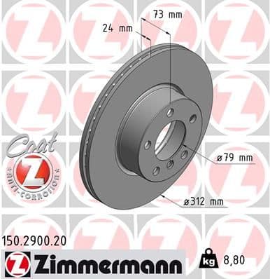 Bremžu diski ZIMMERMANN 150.2900.20 1