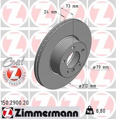 Bremžu diski ZIMMERMANN 150.2900.20 1