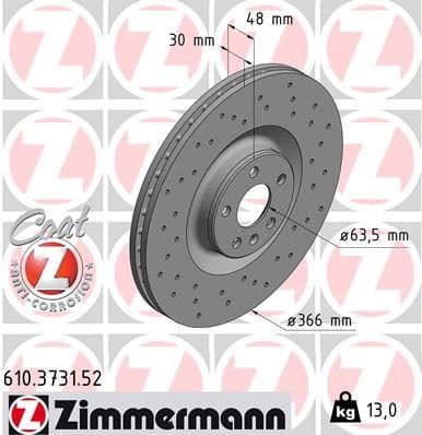 Bremžu diski ZIMMERMANN 610.3731.52 1