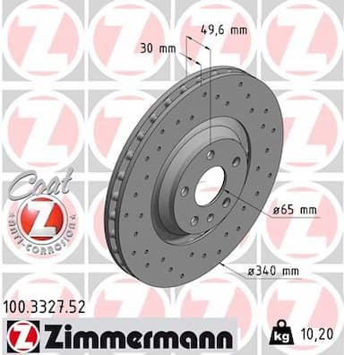 Bremžu diski ZIMMERMANN 100.3327.52 1