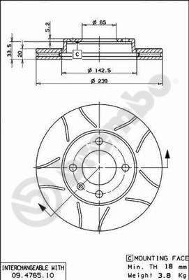 Bremžu diski BREMBO 09.4765.75 1