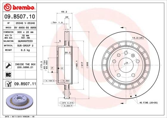 Bremžu diski BREMBO 09.B507.11 1