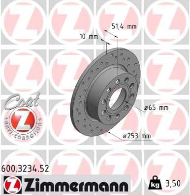 Bremžu diski ZIMMERMANN 600.3234.52 1