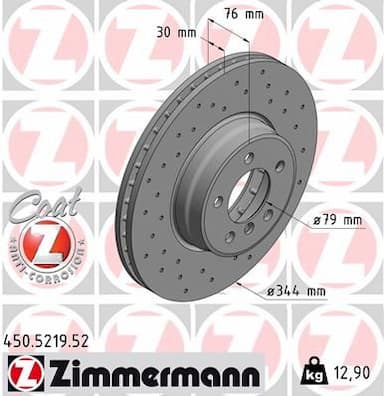 Bremžu diski ZIMMERMANN 450.5219.52 1