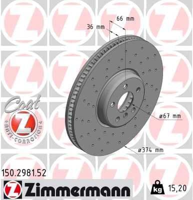 Bremžu diski ZIMMERMANN 150.2981.52 1