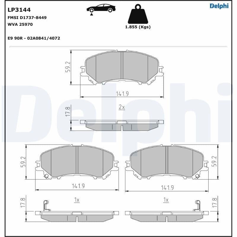 Bremžu uzliku kompl., Disku bremzes DELPHI LP3144 1