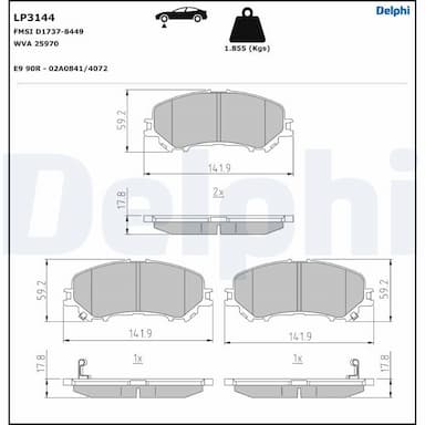 Bremžu uzliku kompl., Disku bremzes DELPHI LP3144 1