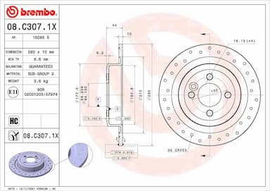 Bremžu diski BREMBO 08.C307.1X 1