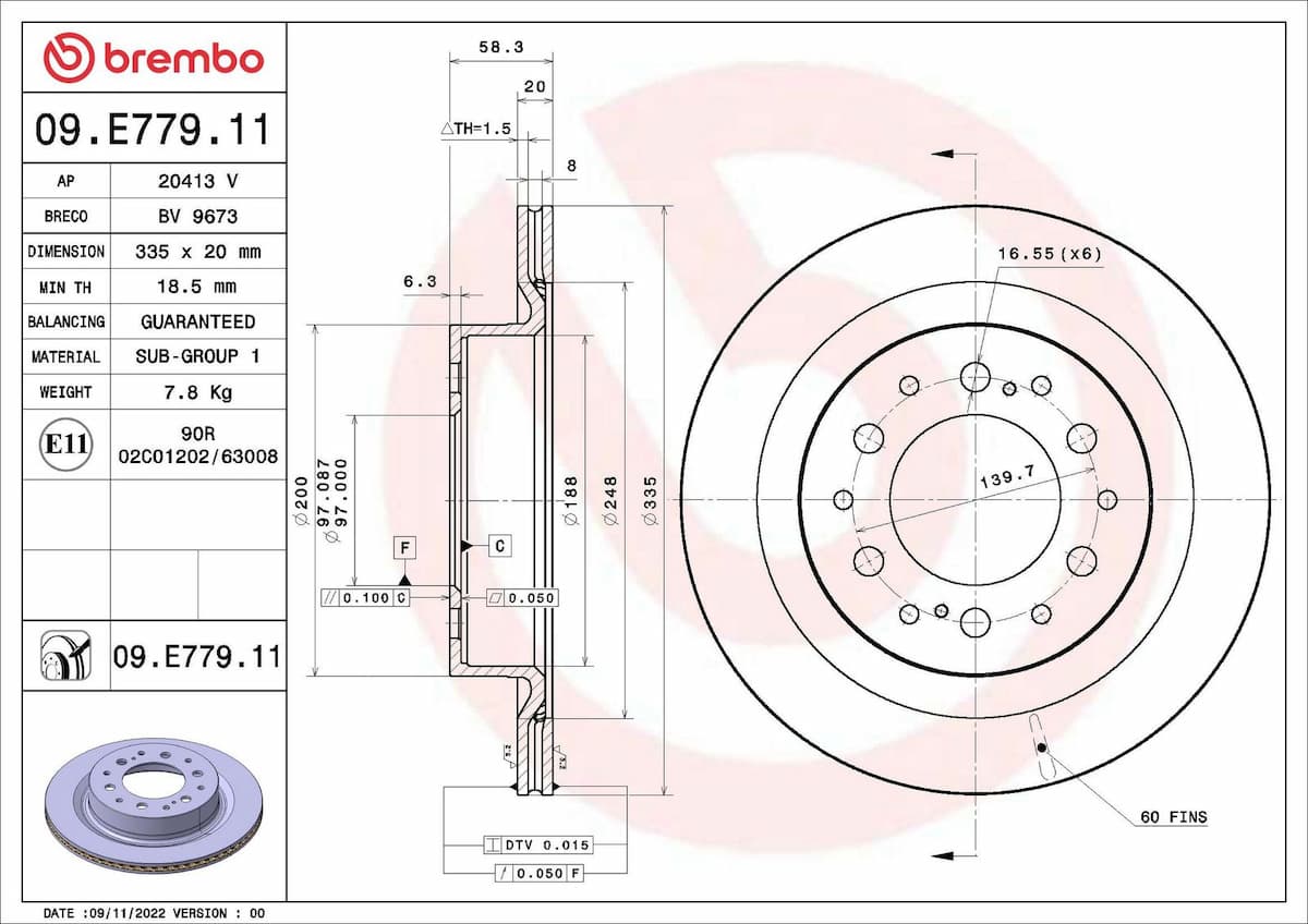 Bremžu diski BREMBO 09.E779.11 1