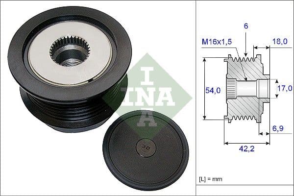 Ģeneratora brīvgaitas mehānisms INA 535 0188 10 1