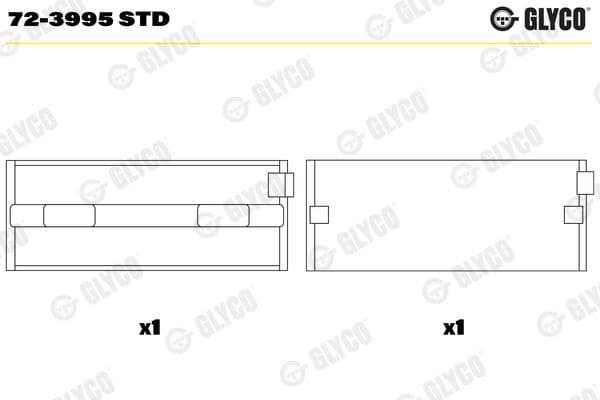 Kloķvārpstas gultnis GLYCO 72-3995 STD 1