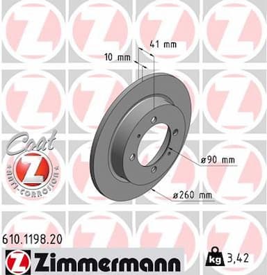 Bremžu diski ZIMMERMANN 610.1198.20 1