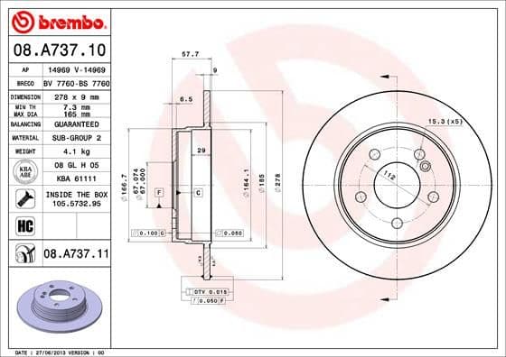 Bremžu diski BREMBO 08.A737.11 1