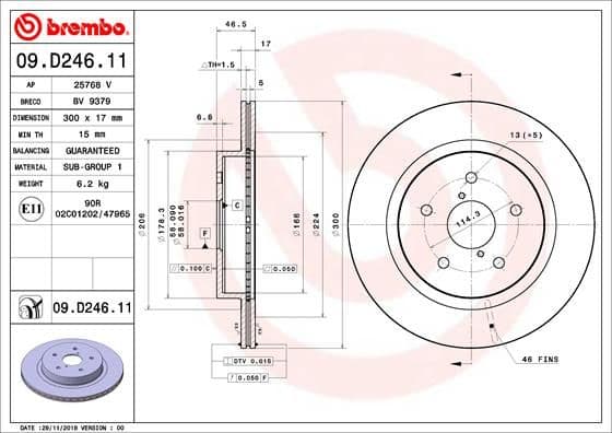 Bremžu diski BREMBO 09.D246.11 1