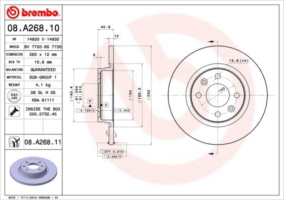 Bremžu diski BREMBO 08.A268.11 1