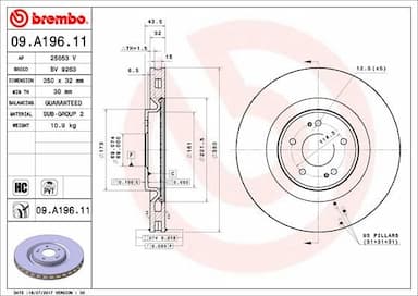 Bremžu diski BREMBO 09.A196.11 1