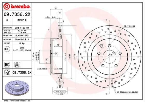 Bremžu diski BREMBO 09.7356.2X 1