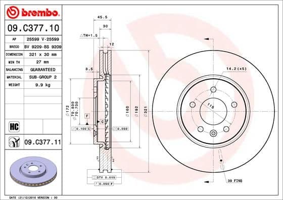 Bremžu diski BREMBO 09.C377.11 1