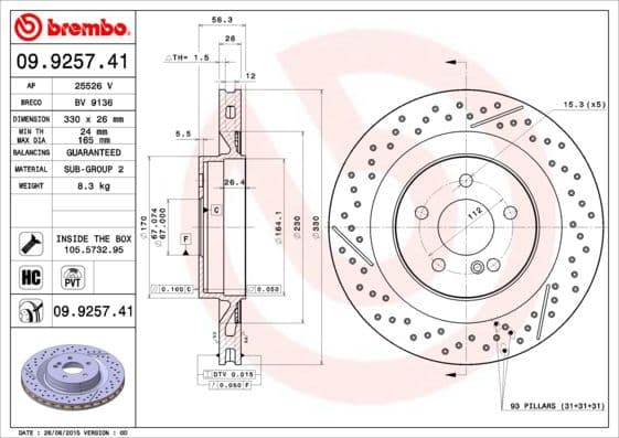 Bremžu diski BREMBO 09.9257.41 1