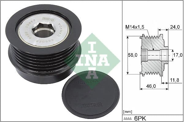 Ģeneratora brīvgaitas mehānisms INA 535 0355 10 1