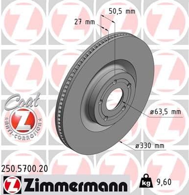 Bremžu diski ZIMMERMANN 250.5700.20 1