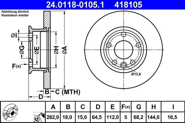 Bremžu diski ATE 24.0118-0105.1 1