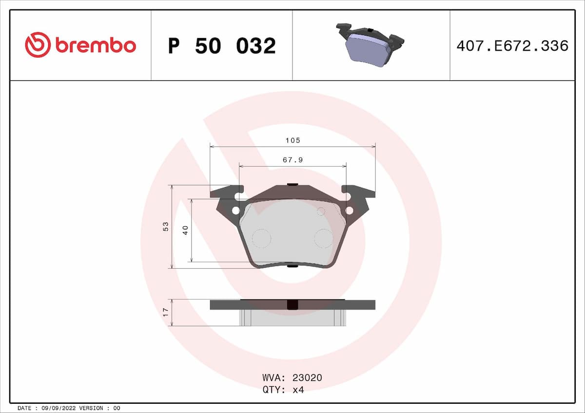 Bremžu uzliku kompl., Disku bremzes BREMBO P 50 032 1