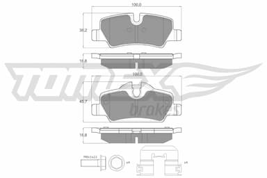 Bremžu uzliku kompl., Disku bremzes TOMEX Brakes TX 17-83 1