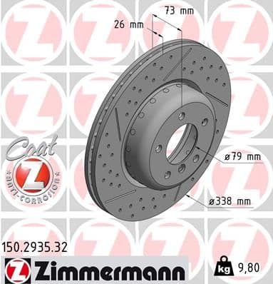 Bremžu diski ZIMMERMANN 150.2935.32 1