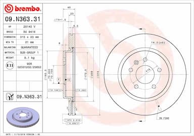 Bremžu diski BREMBO 09.N363.31 1