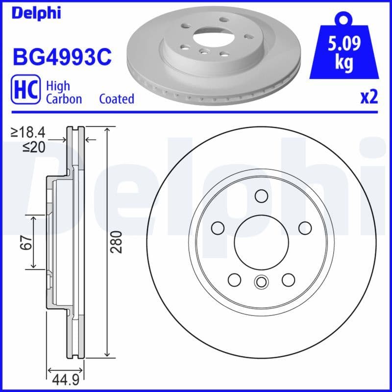 Bremžu diski DELPHI BG4993C 1