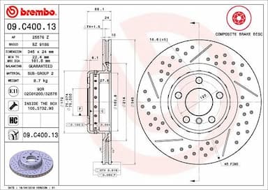 Bremžu diski BREMBO 09.C400.13 1