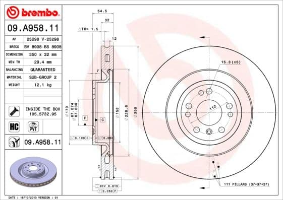 Bremžu diski BREMBO 09.A958.11 1