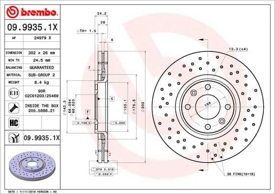 Bremžu diski BREMBO 09.9935.1X 1