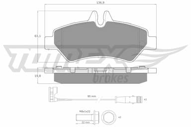 Bremžu uzliku kompl., Disku bremzes TOMEX Brakes TX 14-27 1