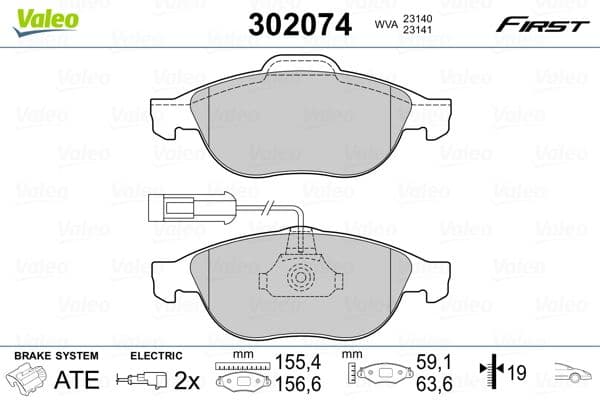 Bremžu uzliku kompl., Disku bremzes VALEO 302074 1