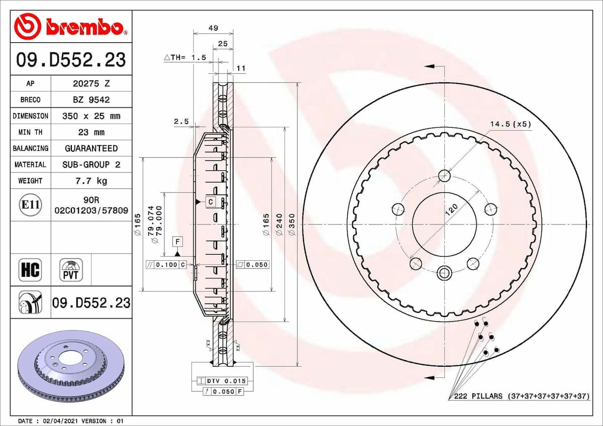 Bremžu diski BREMBO 09.D552.23 1