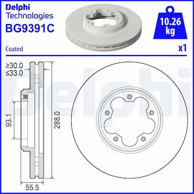 Bremžu diski DELPHI BG9391C 1