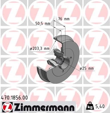 Bremžu trumulis ZIMMERMANN 470.1856.00 1