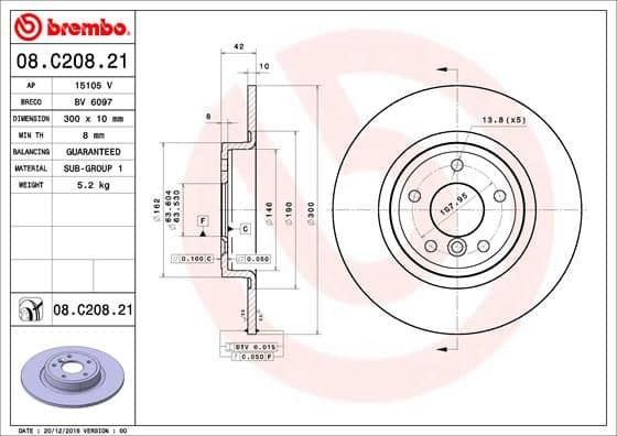 Bremžu diski BREMBO 08.C208.21 1