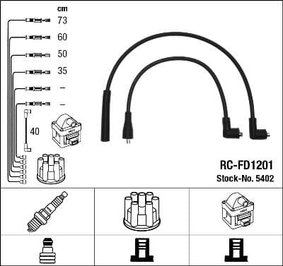 Augstsprieguma vadu komplekts NGK 5402 1