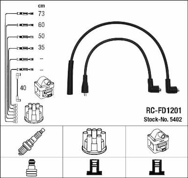 Augstsprieguma vadu komplekts NGK 5402 1