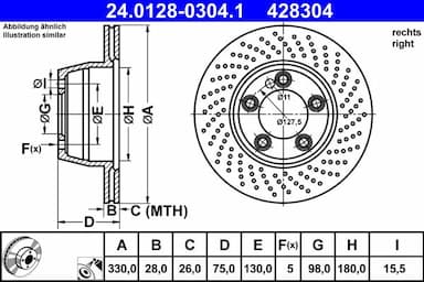 Bremžu diski ATE 24.0128-0304.1 1