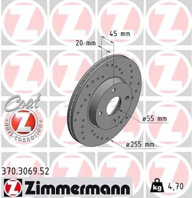 Bremžu diski ZIMMERMANN 370.3069.52 1