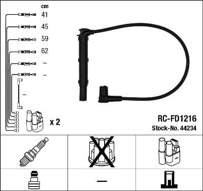 Augstsprieguma vadu komplekts NGK 44234 1