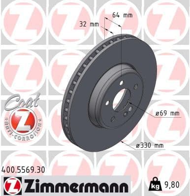 Bremžu diski ZIMMERMANN 400.5569.30 1